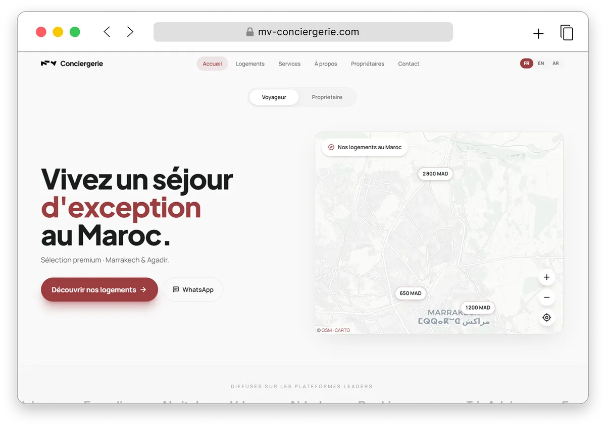 MV Conciergerie &mdash; site vitrine et booking